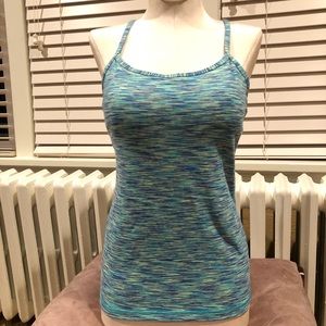 Lululemon Power Y Tank Teal Space Dye, Sz 6